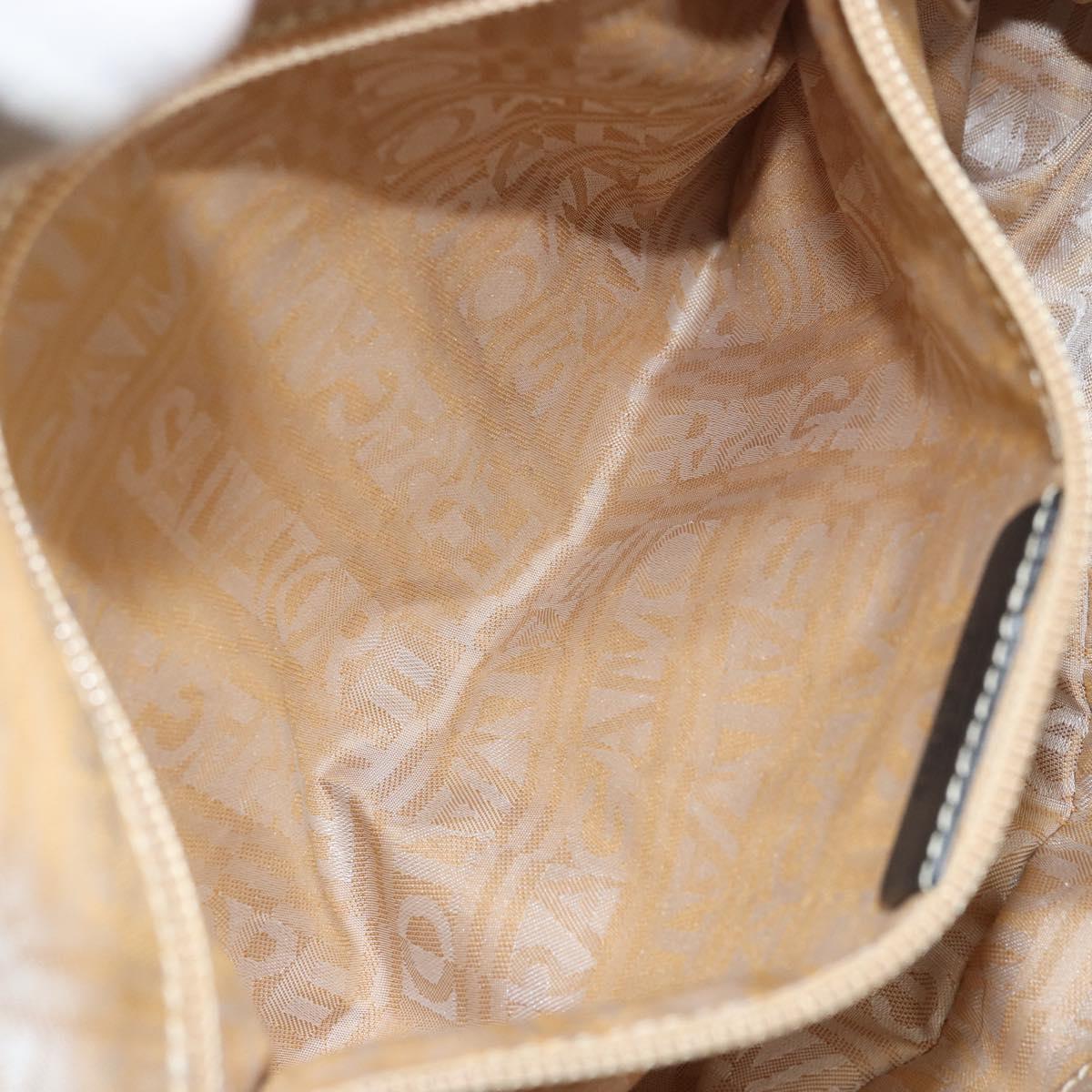 Salvatore Ferragamo Hand Bag Nylon Black Silver Auth ka577