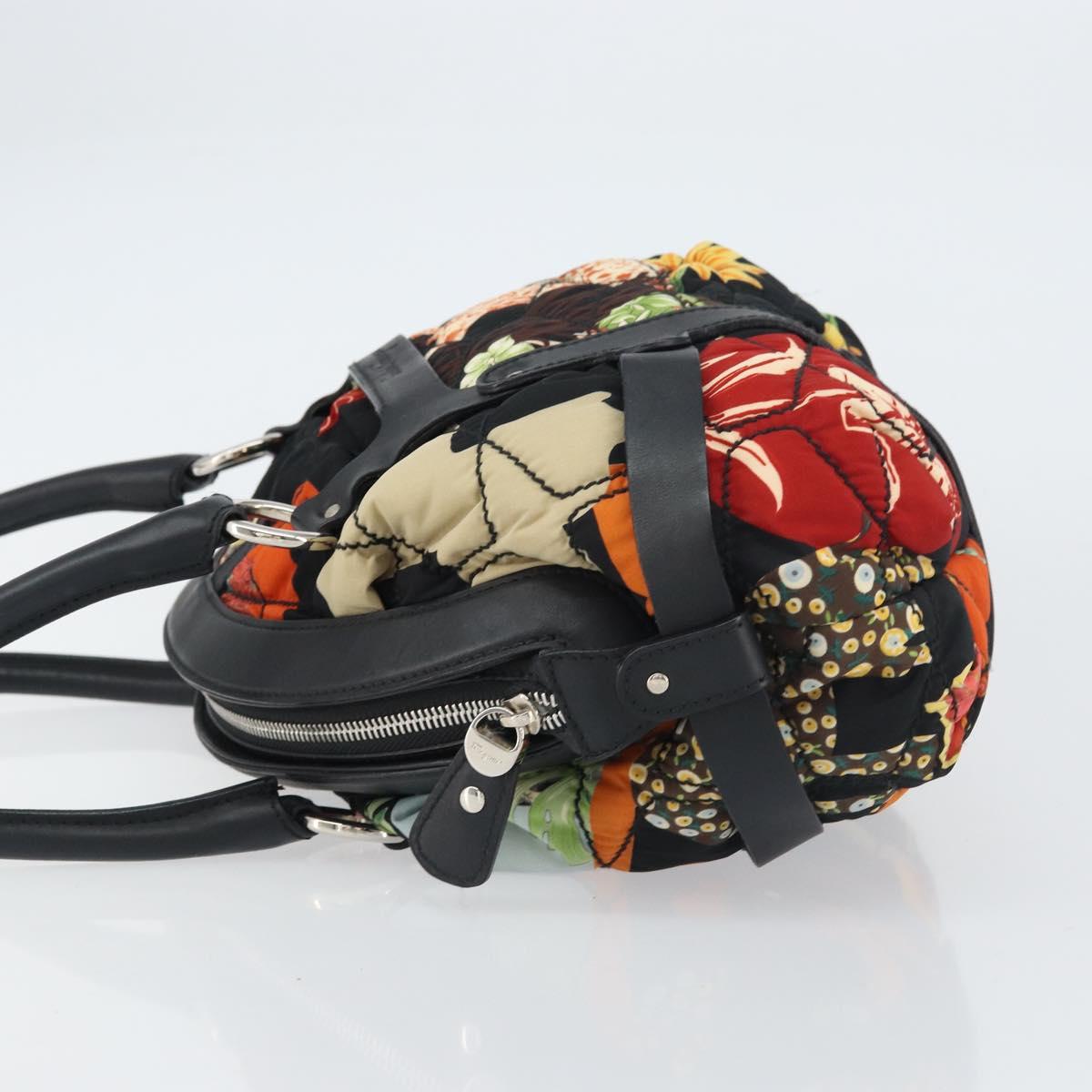 Salvatore Ferragamo Hand Bag Nylon Black Silver Auth ka577