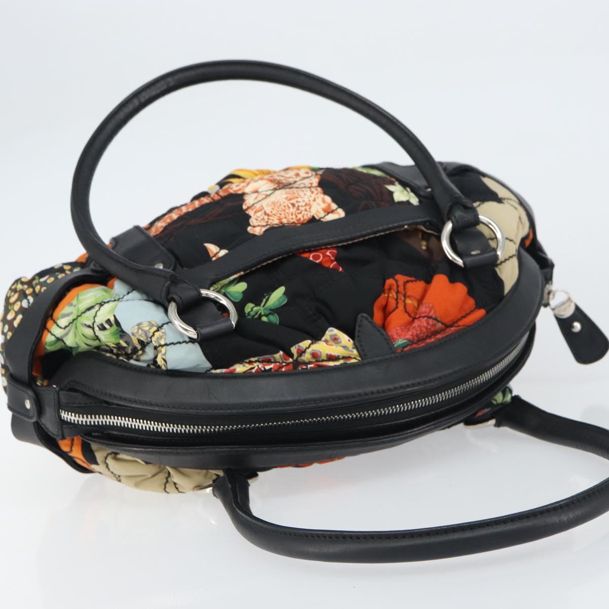 Salvatore Ferragamo Hand Bag Nylon Black Silver Auth ka577