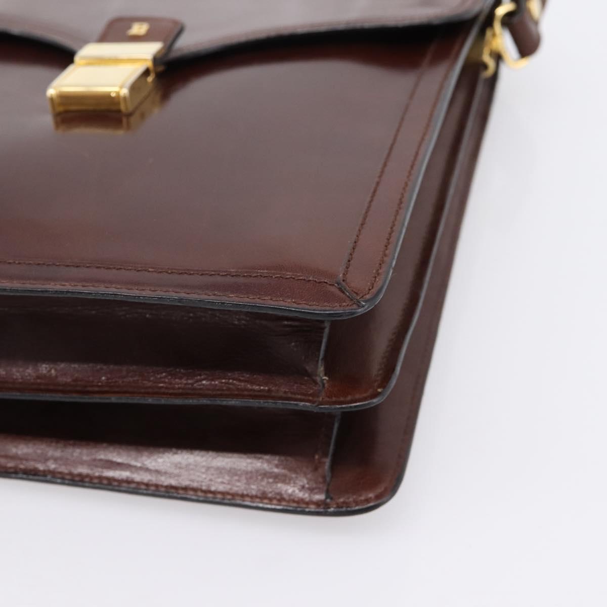 BALLY Shoulder Bag Leather Brown Gold Auth ka5774