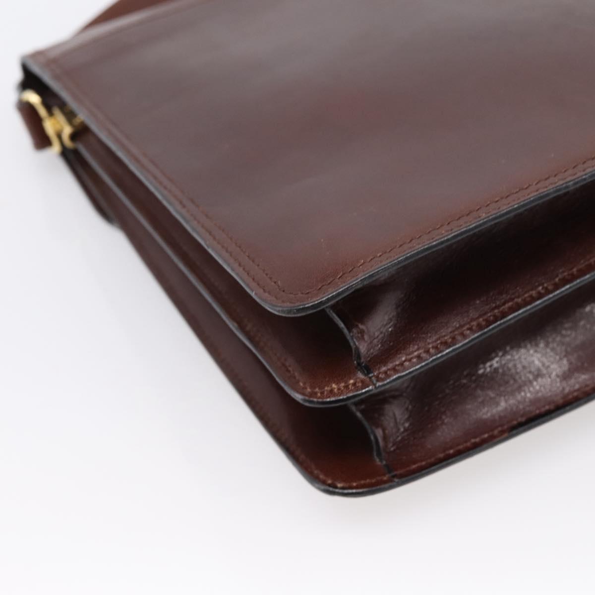 BALLY Shoulder Bag Leather Brown Gold Auth ka5774