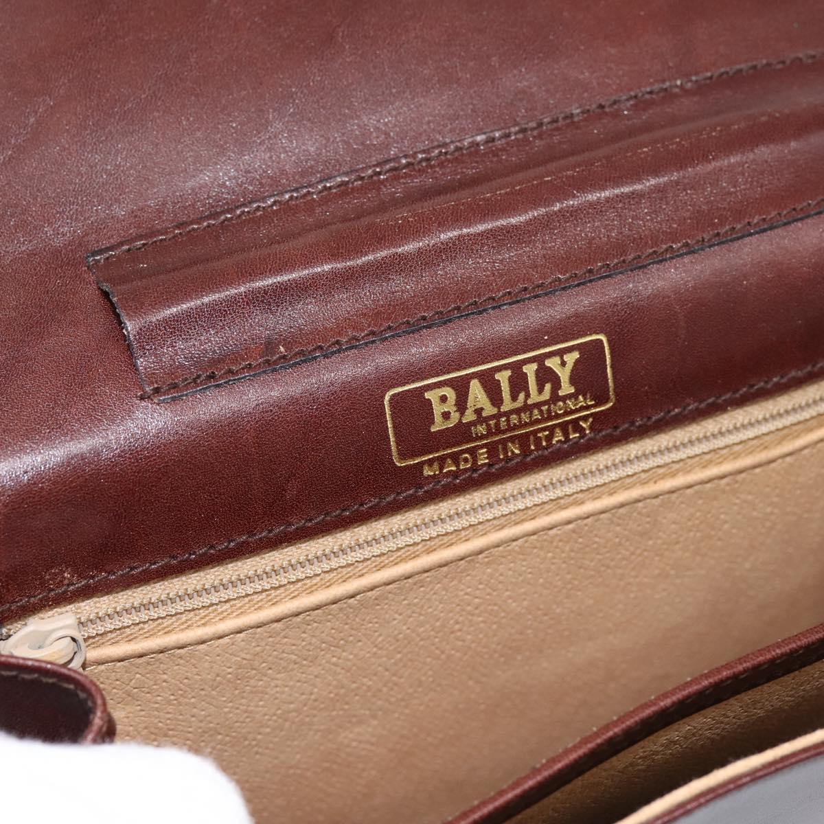 BALLY Shoulder Bag Leather Brown Gold Auth ka5774