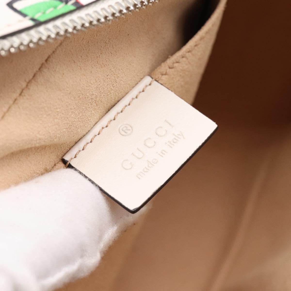 GUCCI GG Marmont Apple Shoulder Bag Leather White Silver 447632 Auth ka5779M