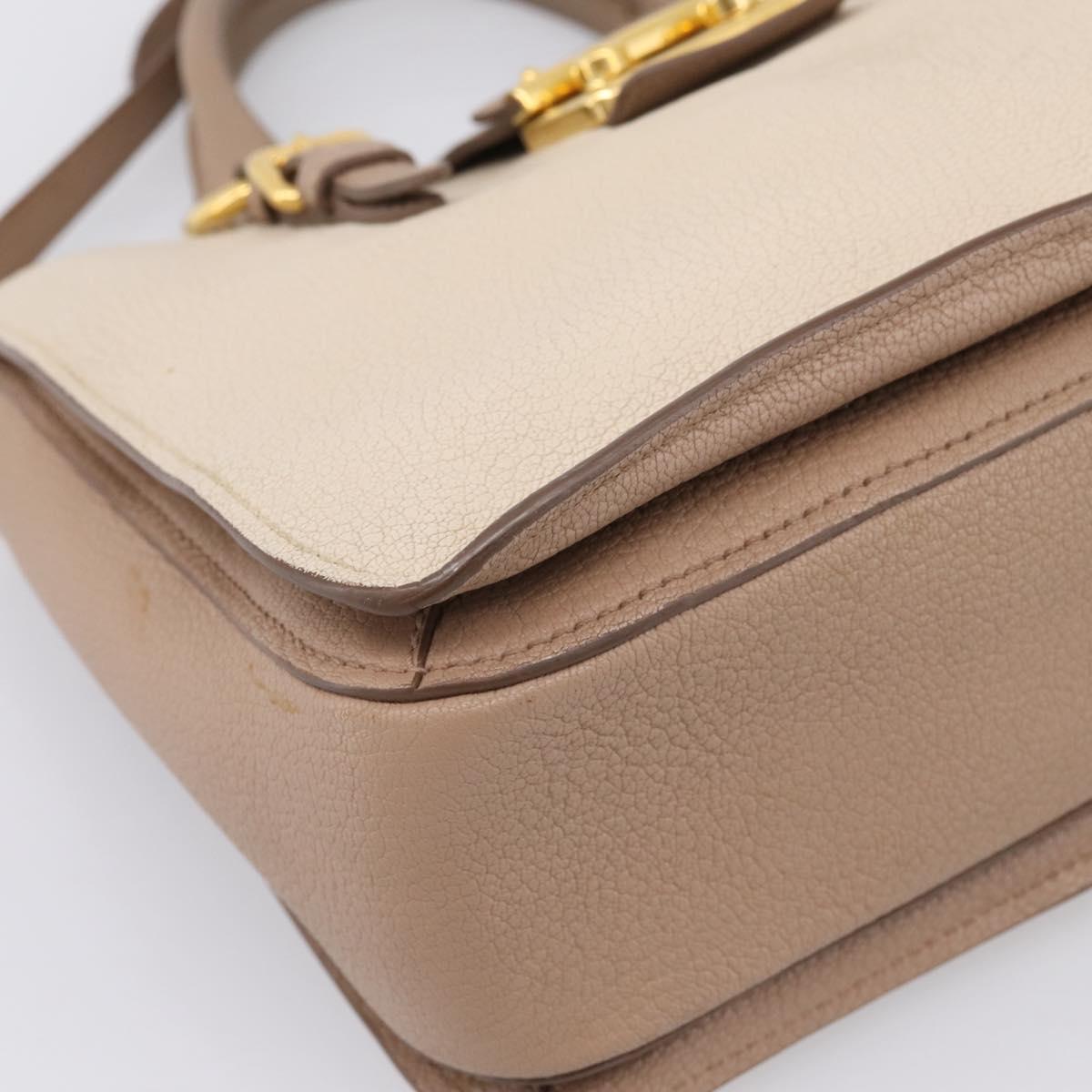 Miu Miu Hand Bag Leather 2way Beige Gold Auth ka5783A