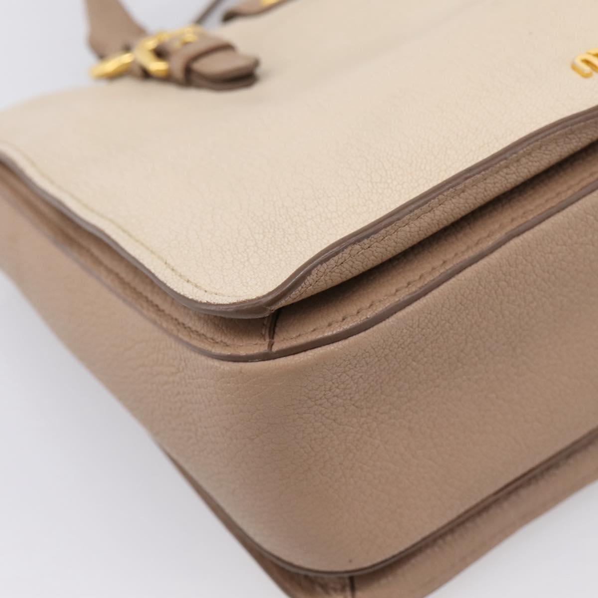Miu Miu Hand Bag Leather 2way Beige Gold Auth ka5783A