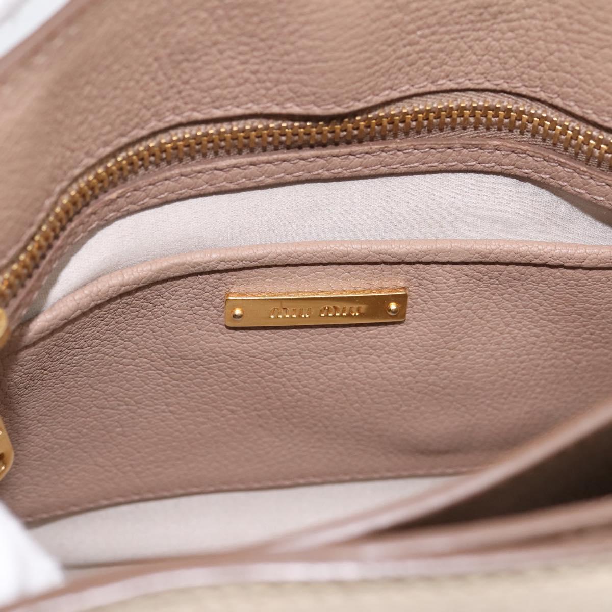 Miu Miu Hand Bag Leather 2way Beige Gold Auth ka5783A