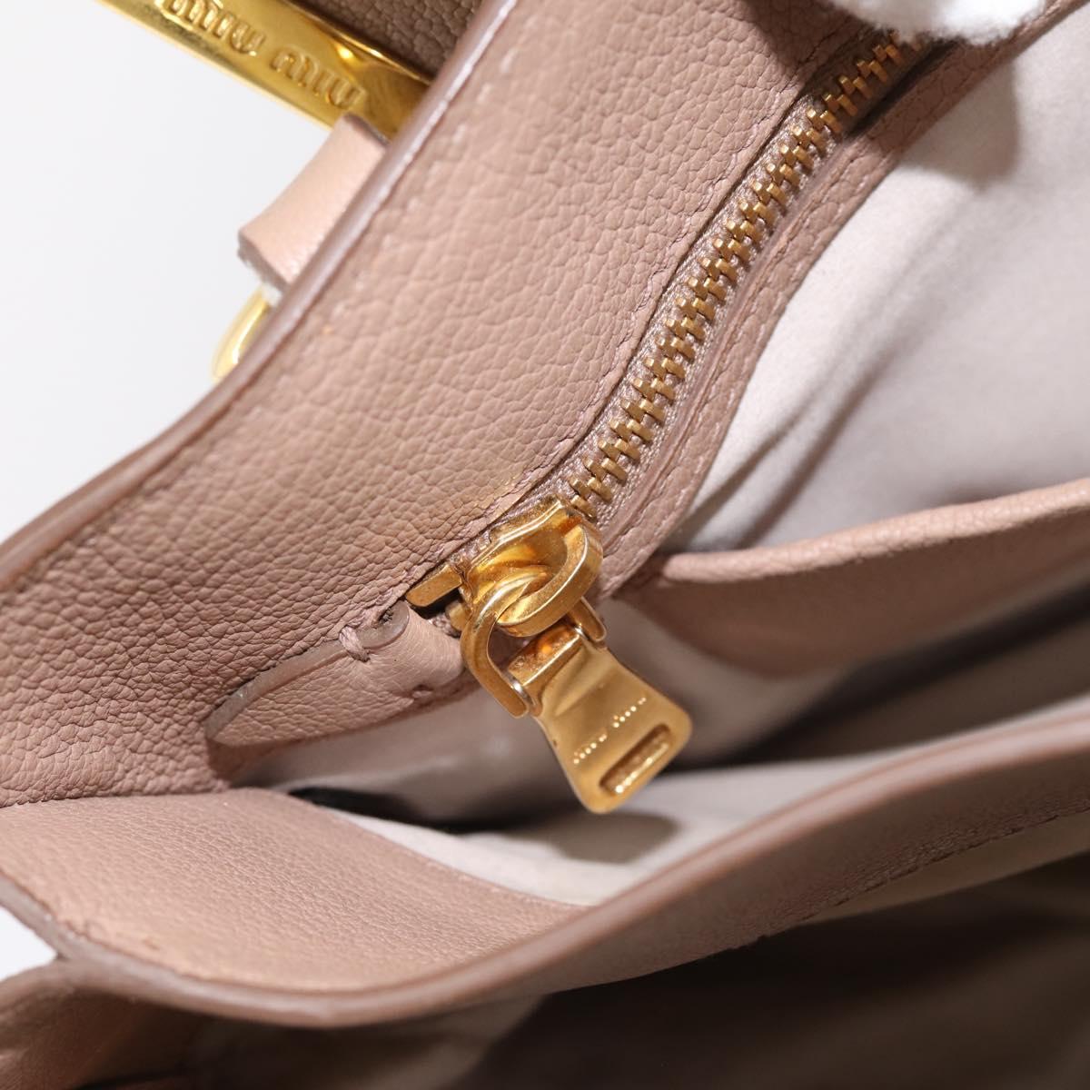 Miu Miu Hand Bag Leather 2way Beige Gold Auth ka5783A