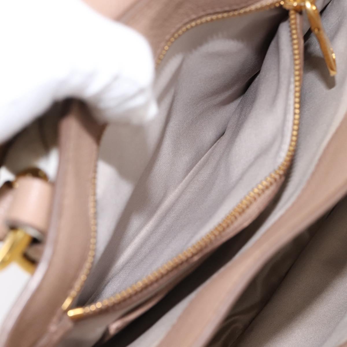 Miu Miu Hand Bag Leather 2way Beige Gold Auth ka5783A