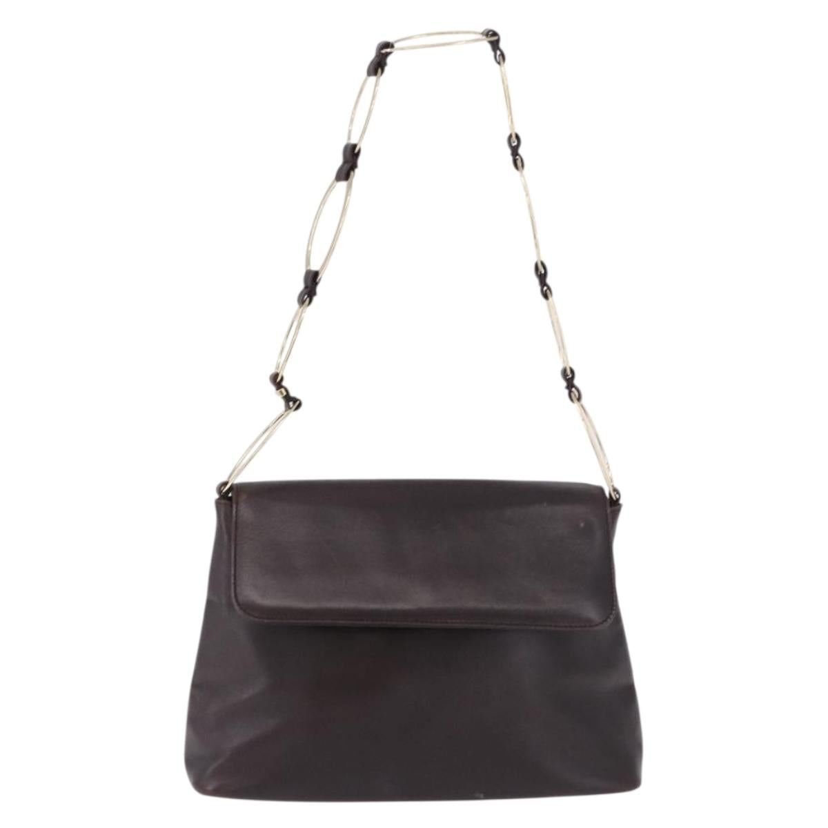 GUCCI Shoulder Bag Leather Black Gold 001 3444 1804 Auth ka5785