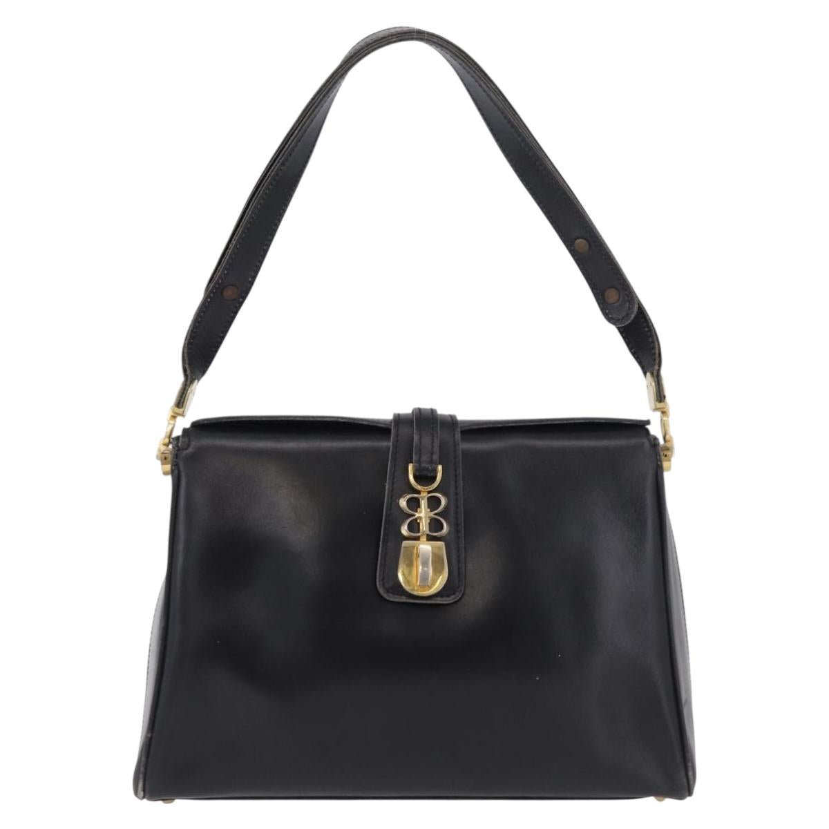 BALENCIAGA Shoulder Bag Leather Black Gold Auth ka5786