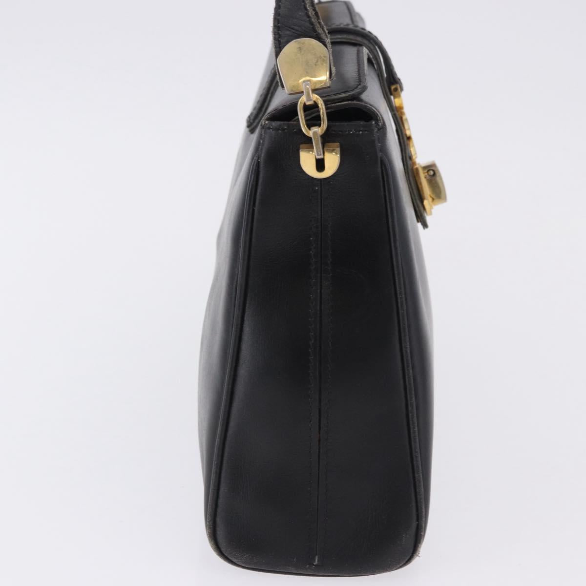 BALENCIAGA Shoulder Bag Leather Black Gold Auth ka5786