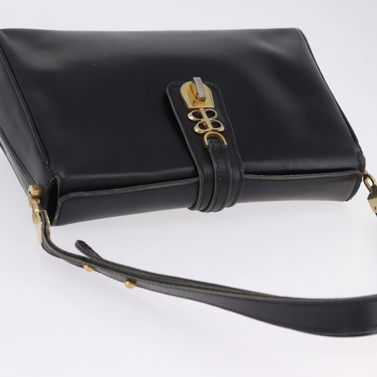 BALENCIAGA Shoulder Bag Leather Black Gold Auth ka5786