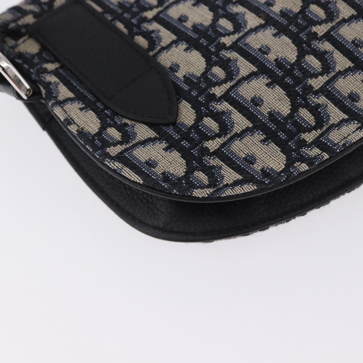 Christian Dior Trotter Canvas Saddle Oblique Jacquard Bag Navy Auth ka5789M