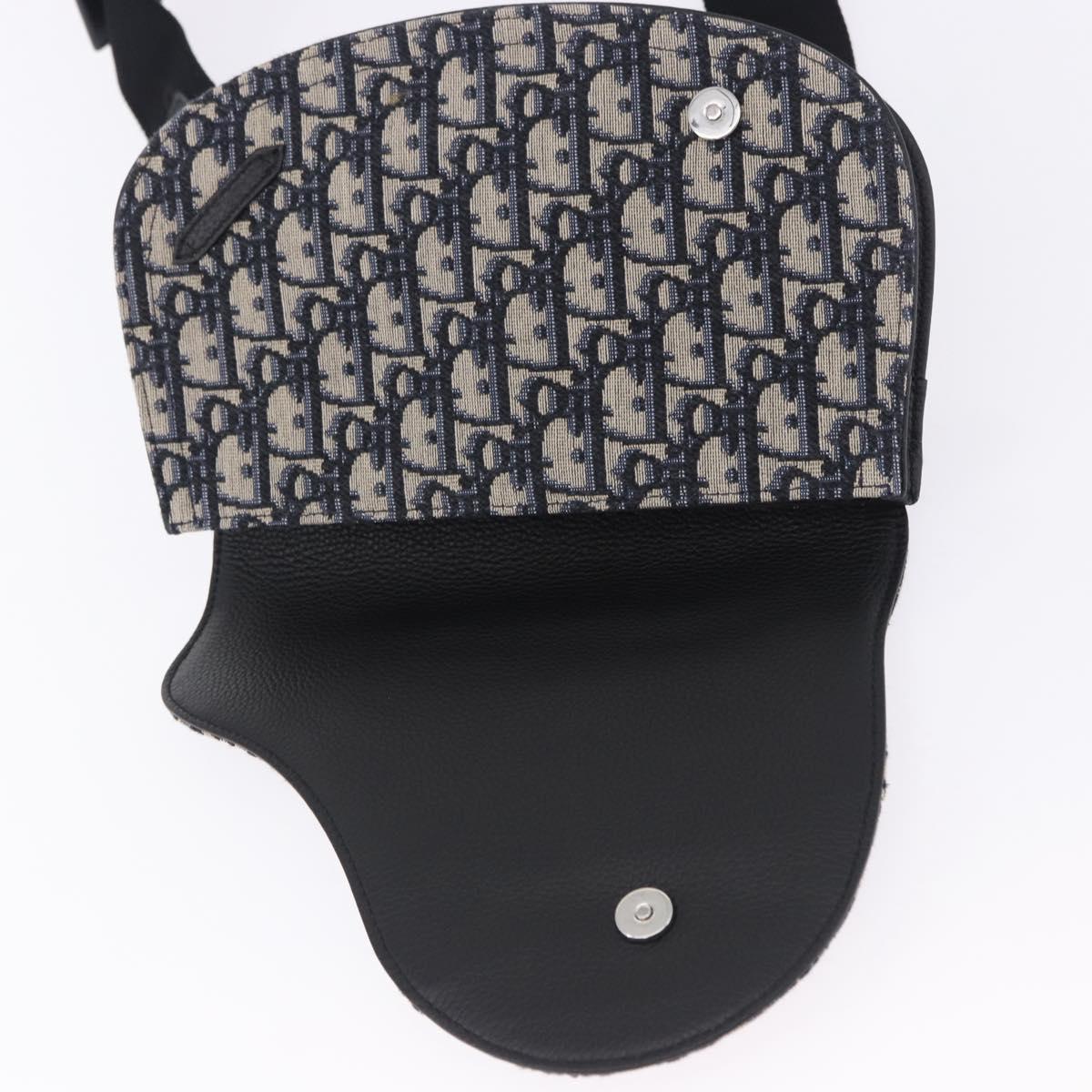 Christian Dior Trotter Canvas Saddle Oblique Jacquard Bag Navy Auth ka5789M