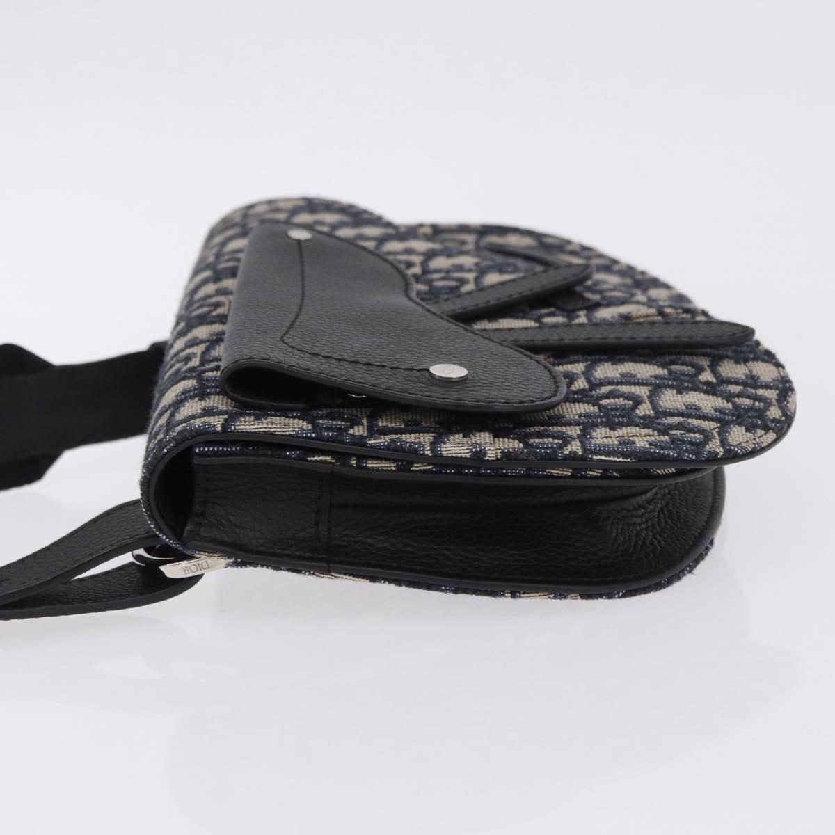 Christian Dior Trotter Canvas Saddle Oblique Jacquard Bag Navy Auth ka5789M