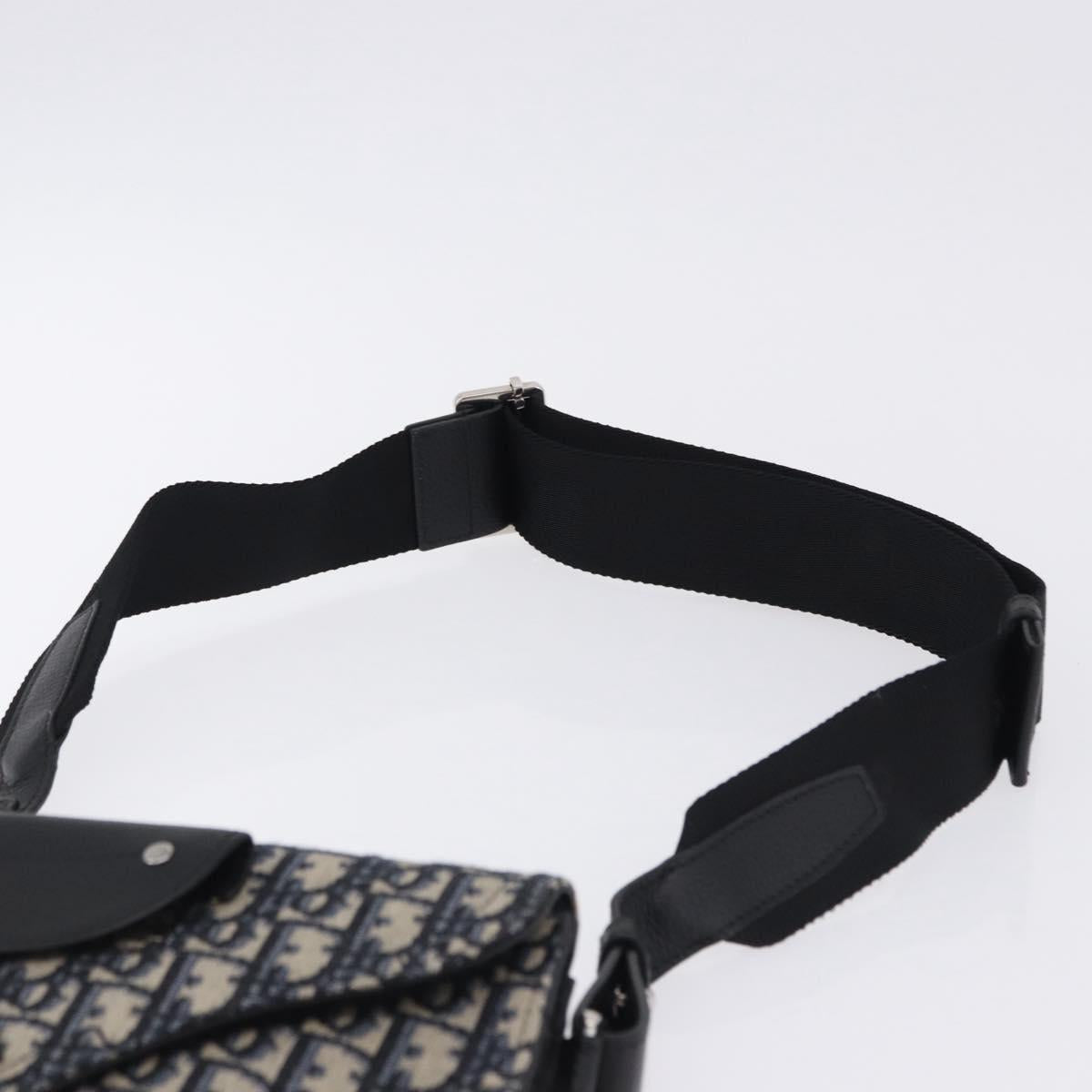 Christian Dior Trotter Canvas Saddle Oblique Jacquard Bag Navy Auth ka5789M
