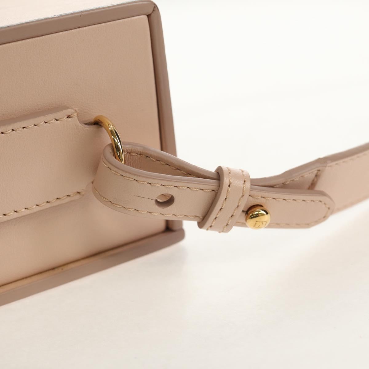 FENDI Shoulder Bag Leather Beige Gold Auth ka578M