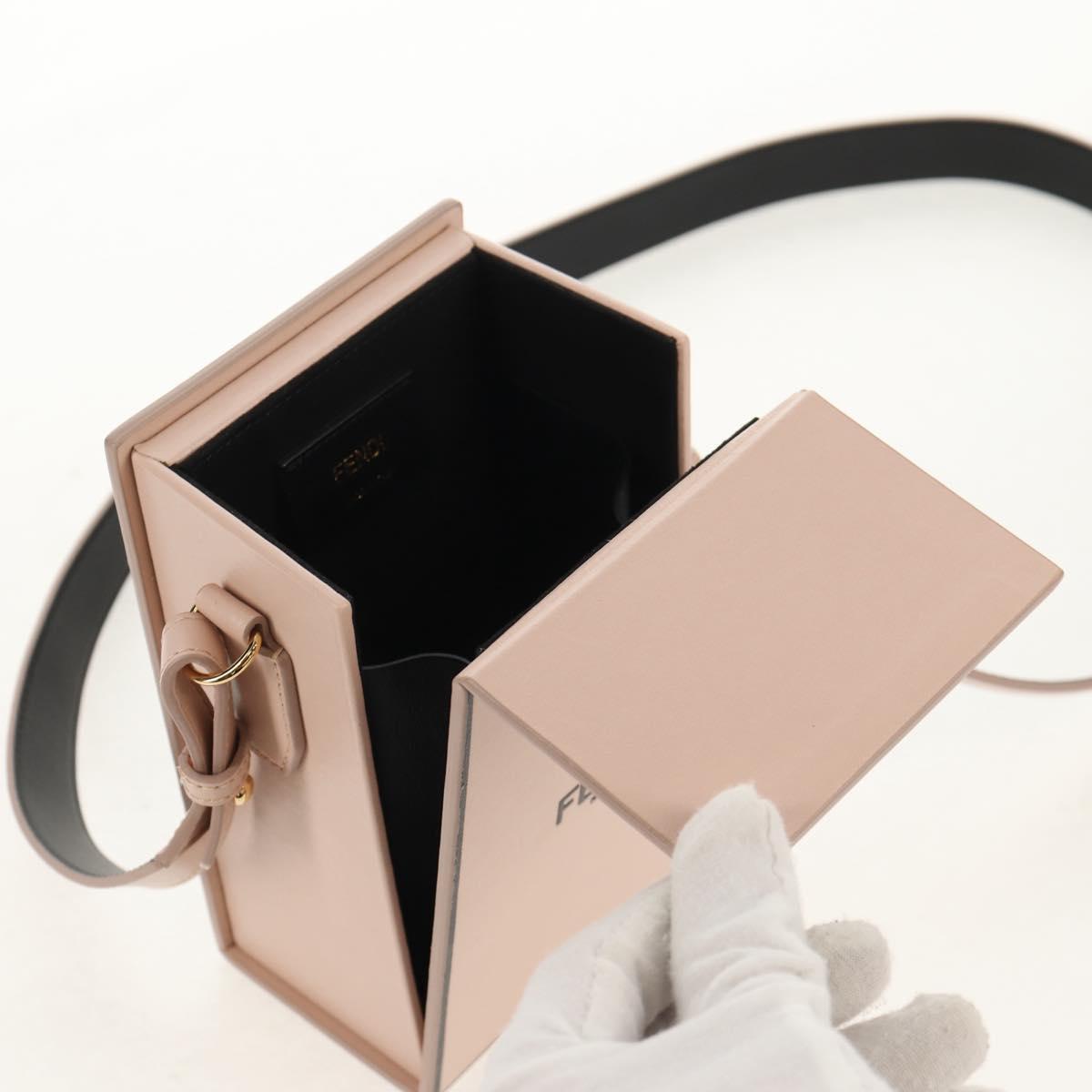 FENDI Shoulder Bag Leather Beige Gold Auth ka578M