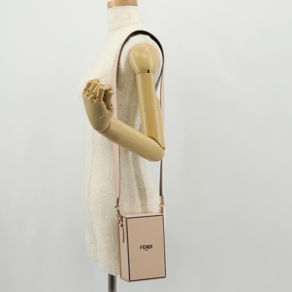 FENDI Shoulder Bag Leather Beige Gold Auth ka578M