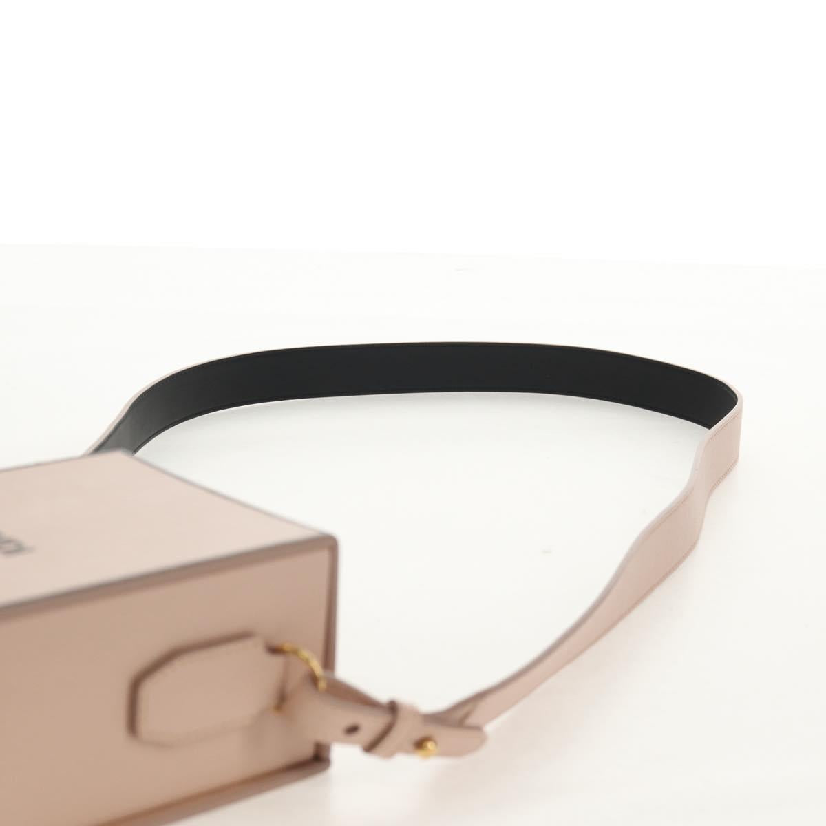 FENDI Shoulder Bag Leather Beige Gold Auth ka578M