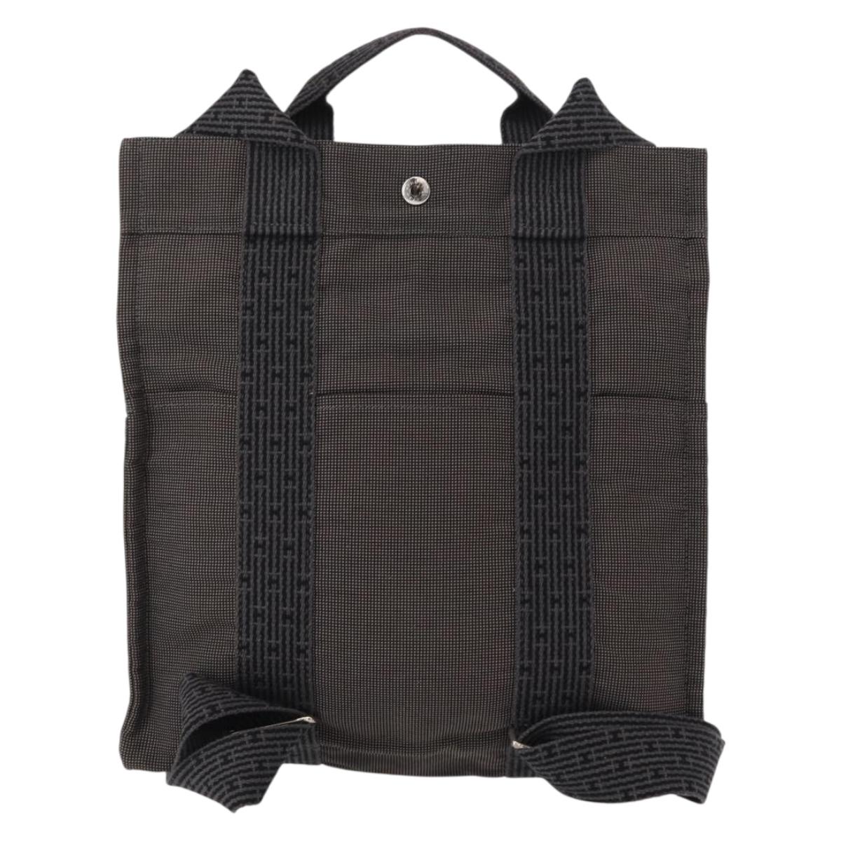 HERMES Her Line A Dos MM Backpack Canvas Gray Silver Auth ka579