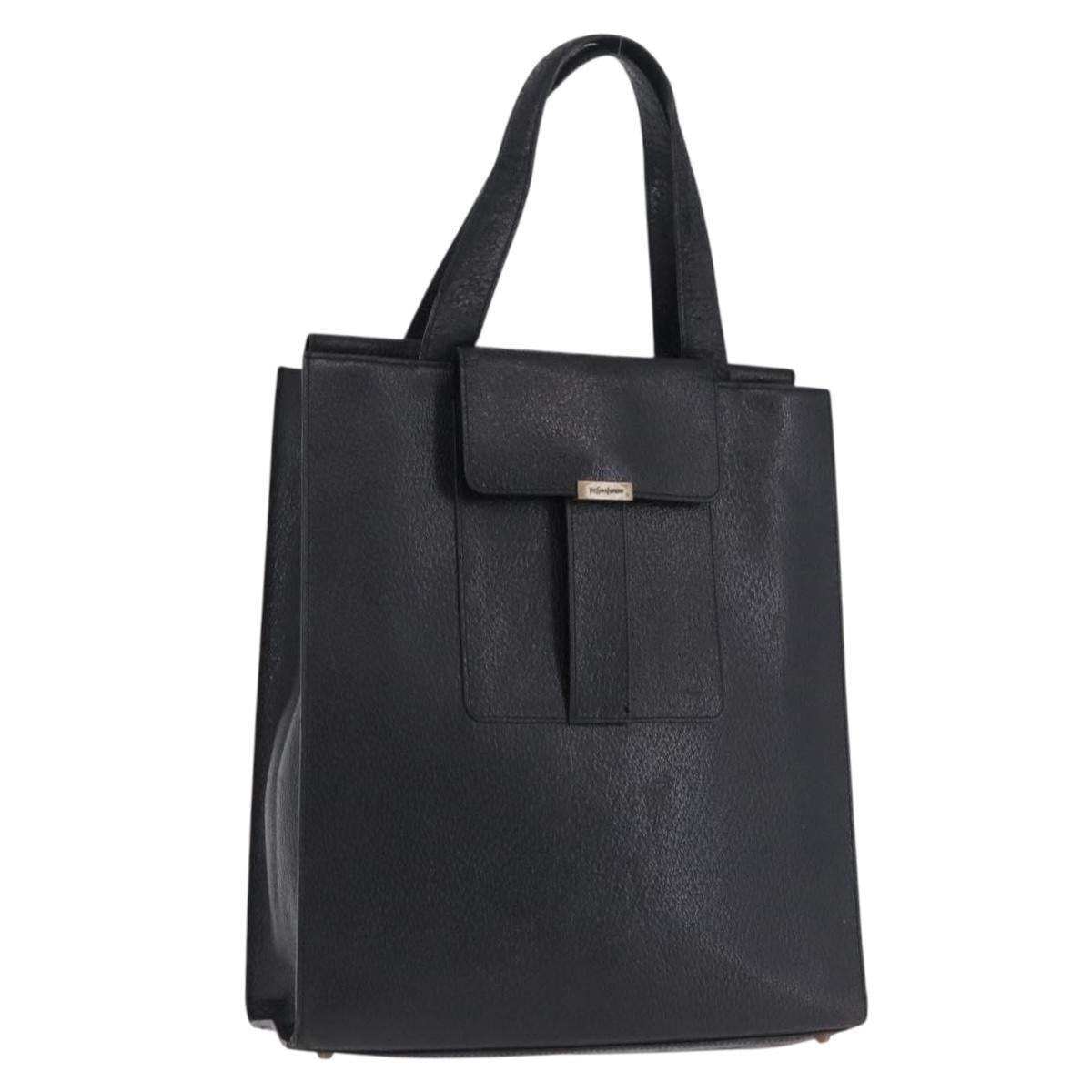 SAINT LAURENT Tote Bag Leather Black Auth ka5791