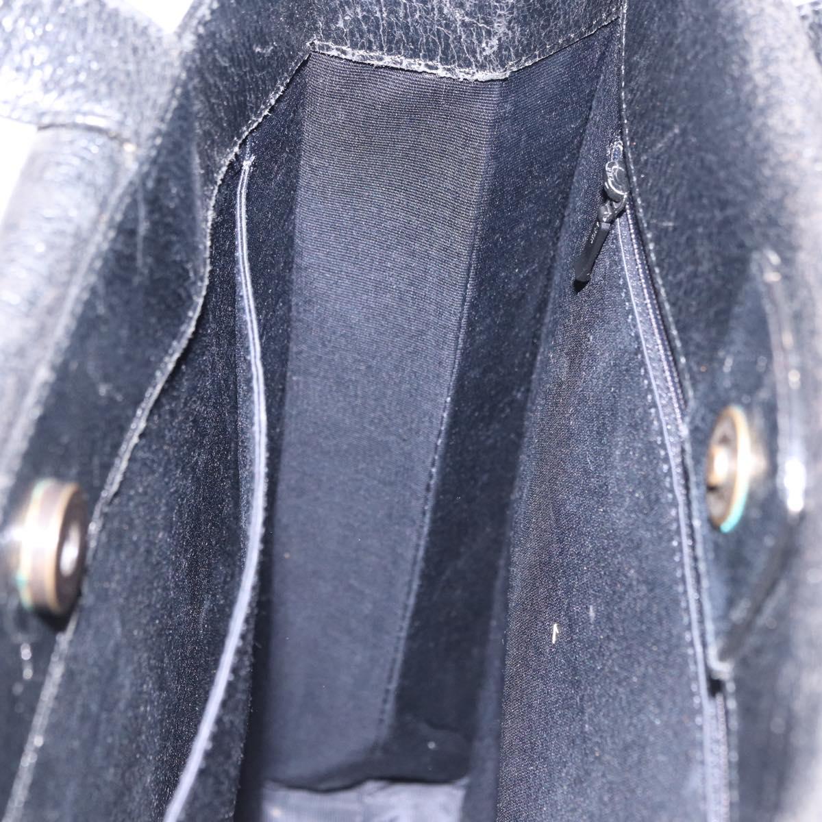 SAINT LAURENT Tote Bag Leather Black Auth ka5791
