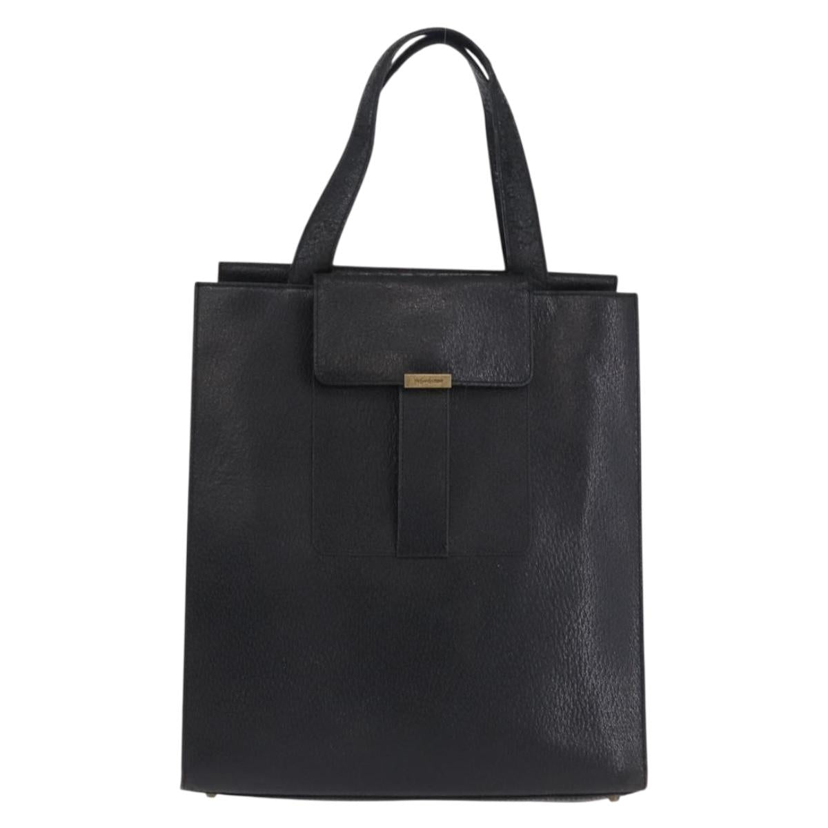 SAINT LAURENT Tote Bag Leather Black Auth ka5791
