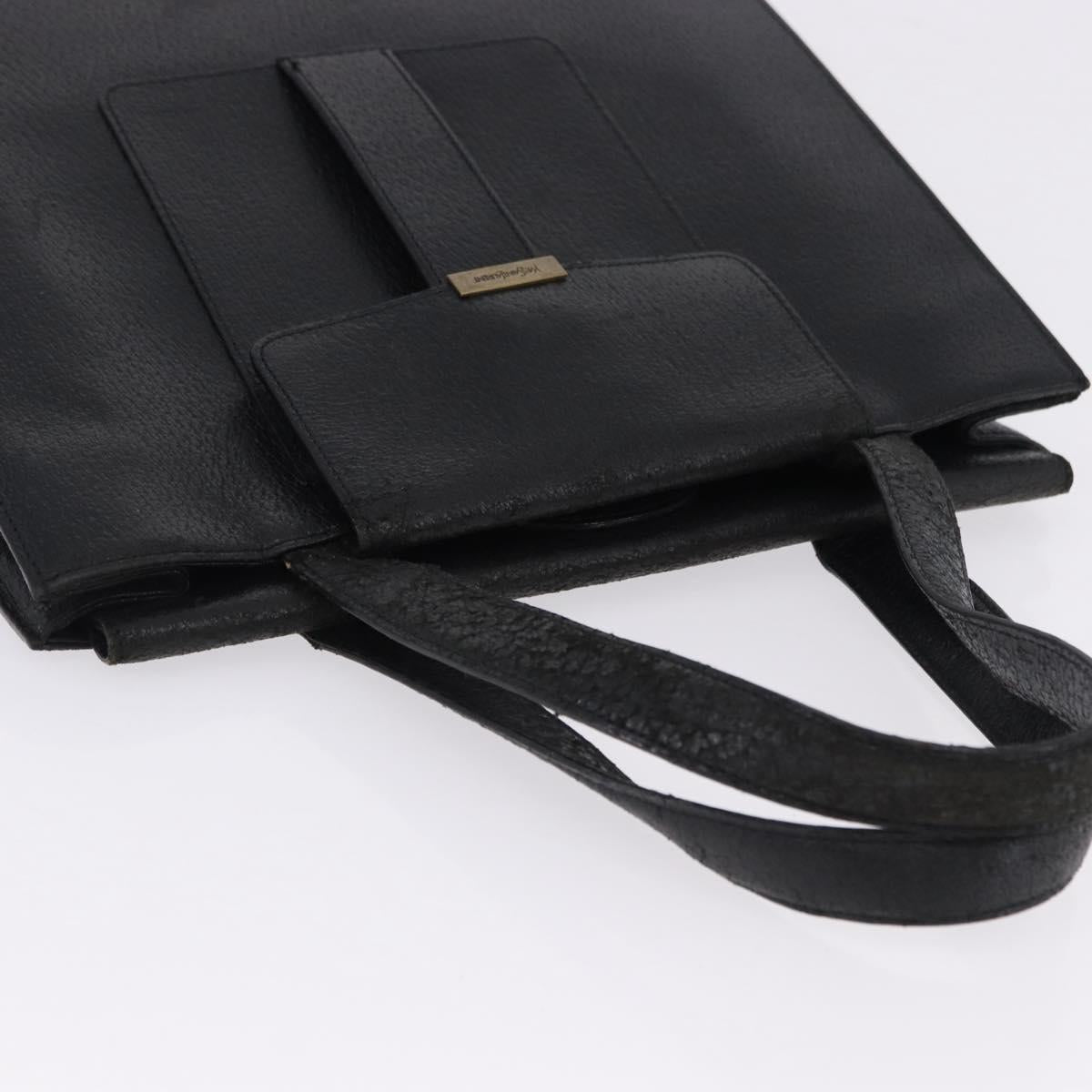 SAINT LAURENT Tote Bag Leather Black Auth ka5791