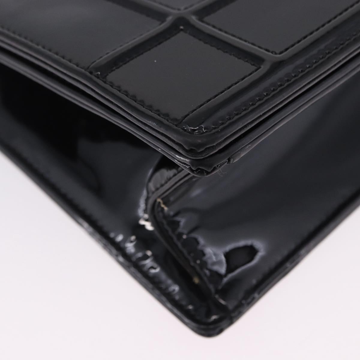 Christian Dior Diorama Chain Bag Patent leather Black Silver Auth ka5792A