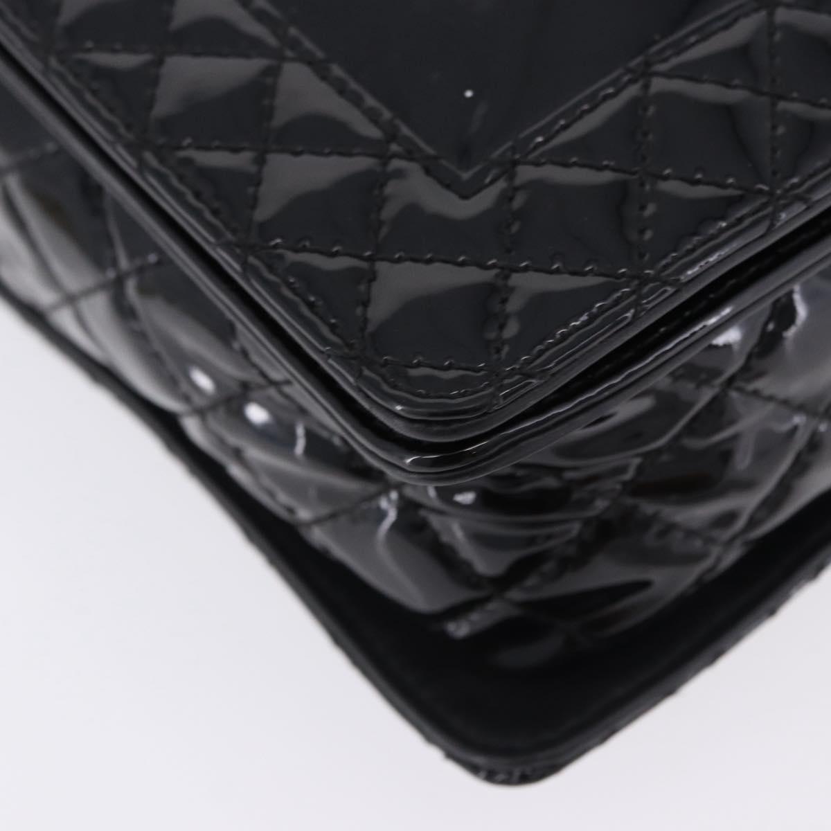 CHANEL Matelasse Boy Chanel Chain Bag Patent leather Black CC Auth ka5793V