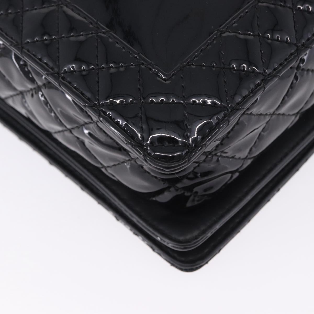 CHANEL Matelasse Boy Chanel Chain Bag Patent leather Black CC Auth ka5793V