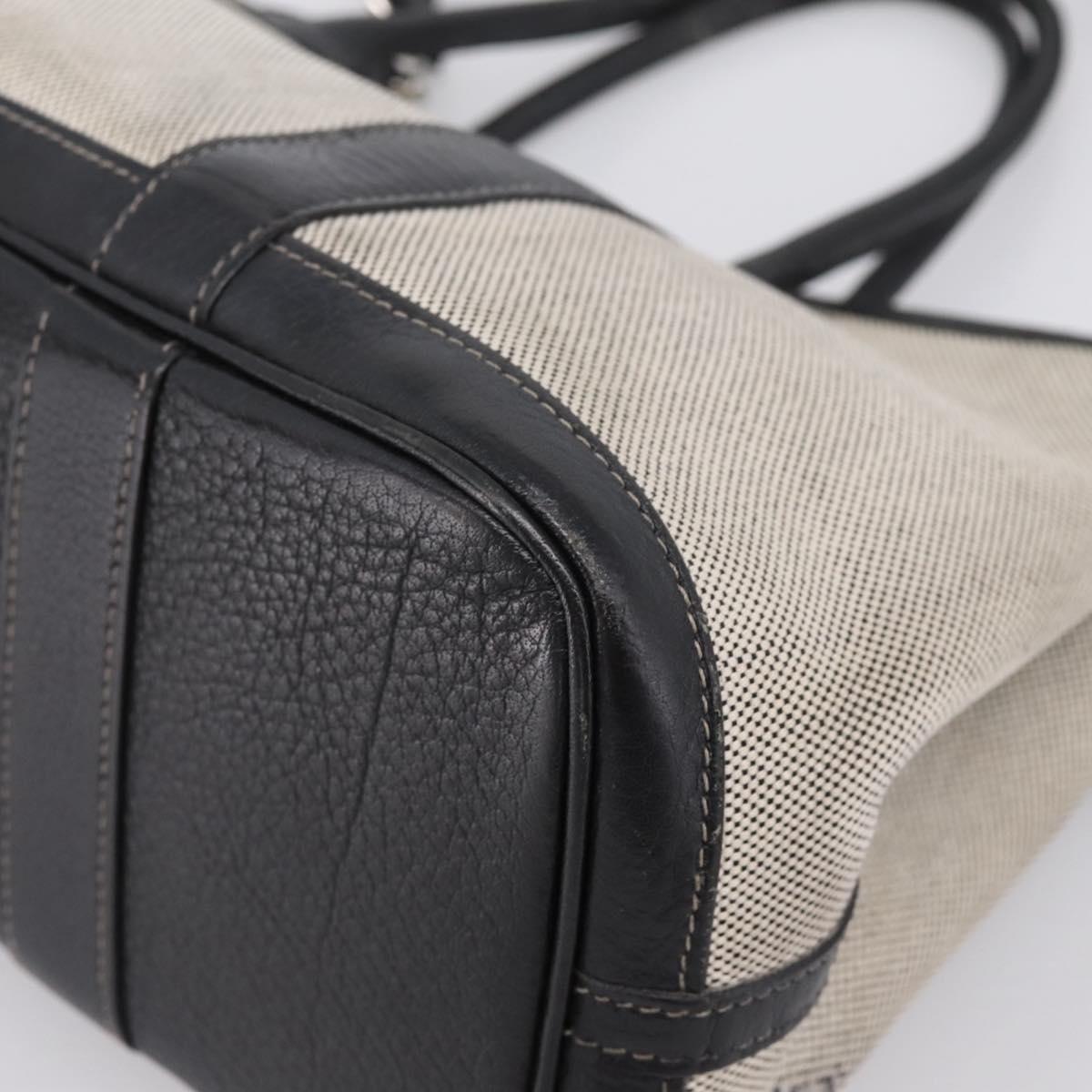 HERMES Garden Party PM Hand Bag Canvas 2way Gray Silver Auth ka5795