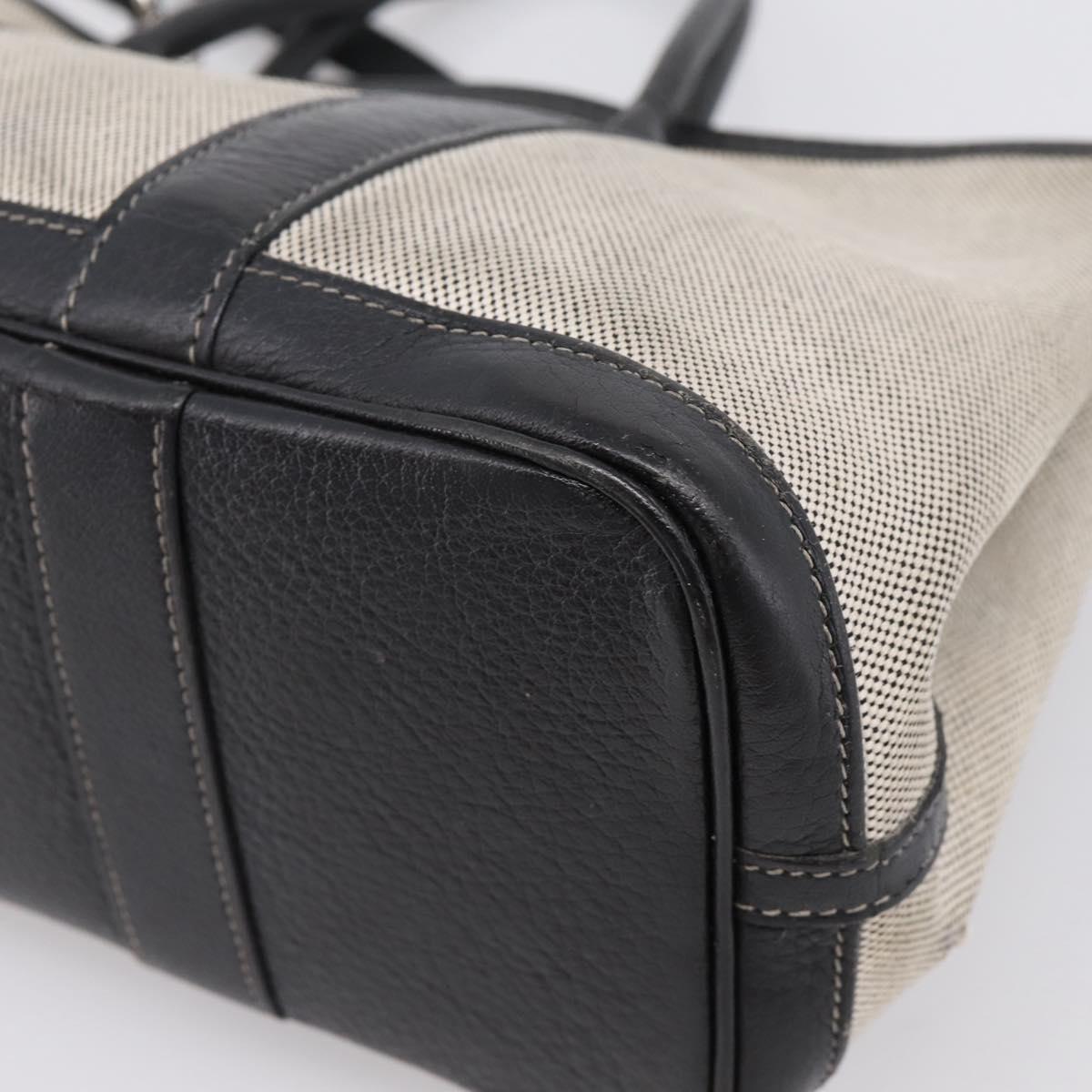 HERMES Garden Party PM Hand Bag Canvas 2way Gray Silver Auth ka5795