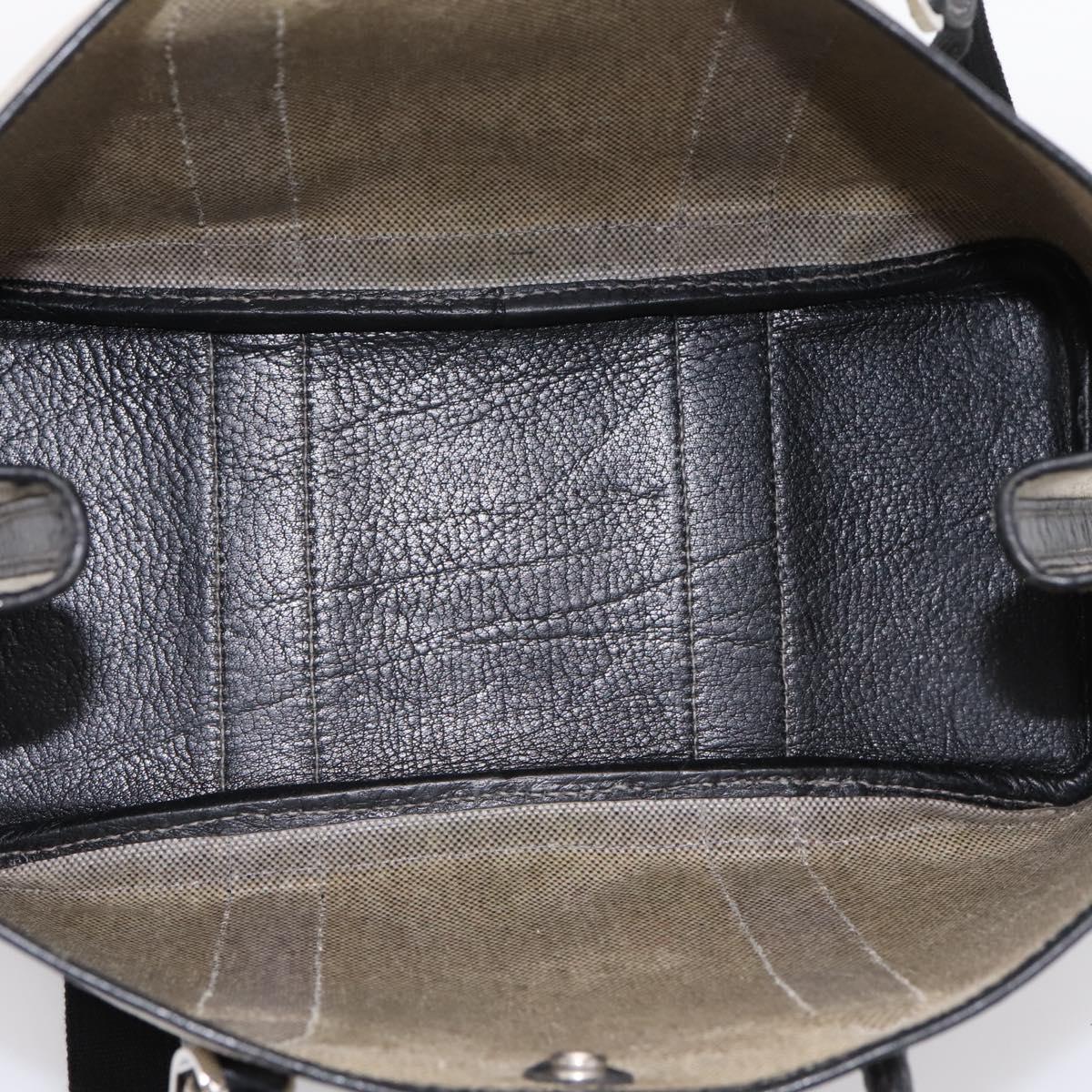 HERMES Garden Party PM Hand Bag Canvas 2way Gray Silver Auth ka5795