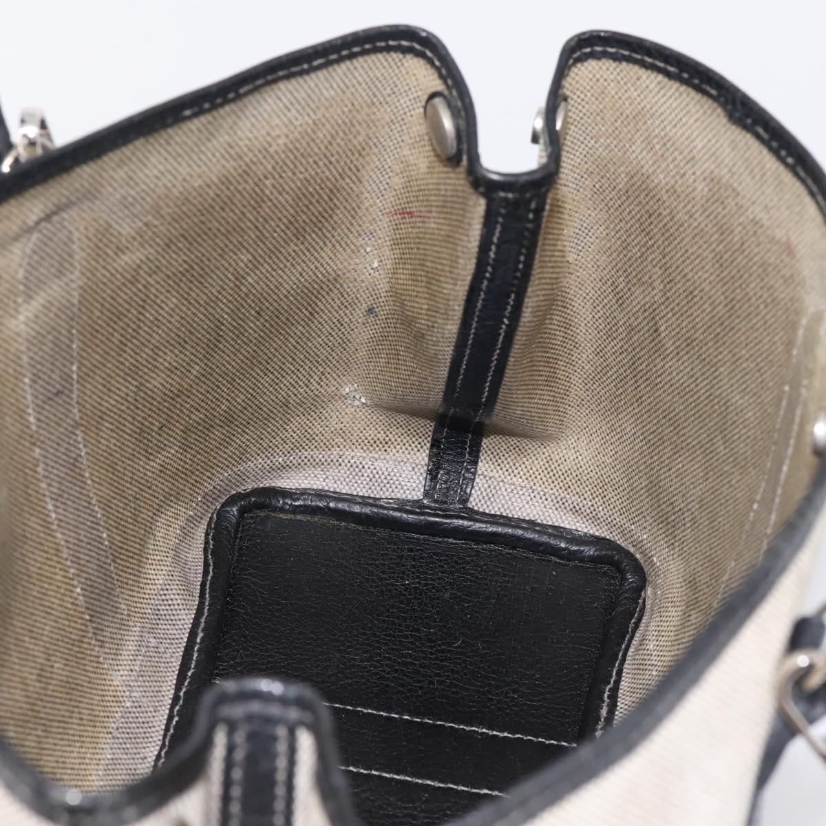 HERMES Garden Party PM Hand Bag Canvas 2way Gray Silver Auth ka5795