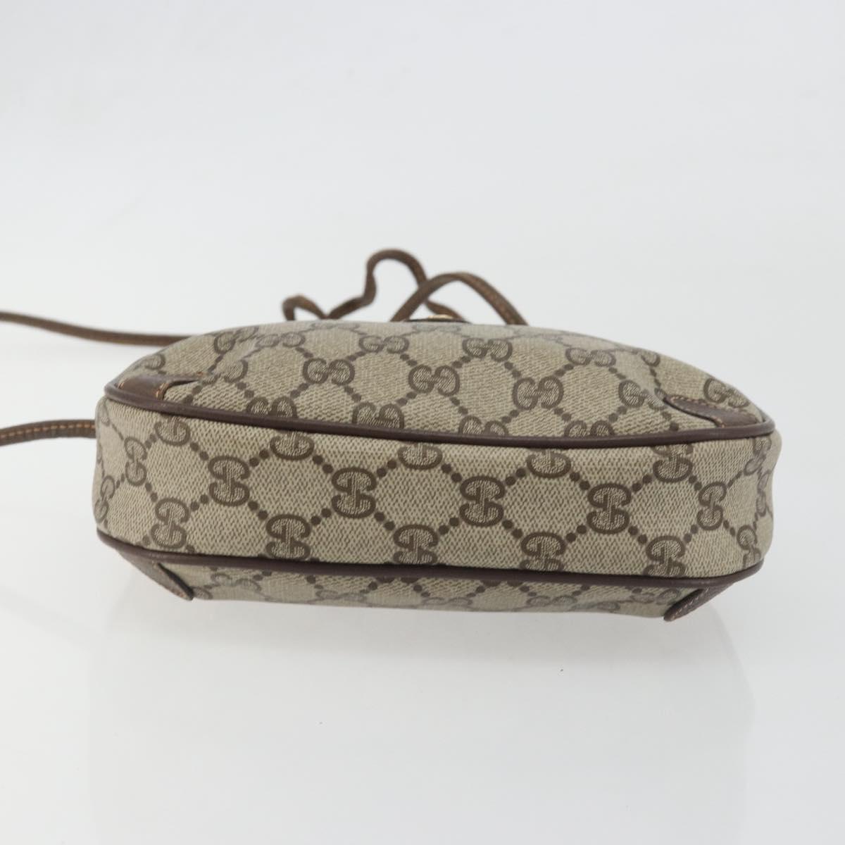 GUCCI GG Supreme Web Sherry Line Bag PVC Beige Gold 156 02 066 Auth ka5796