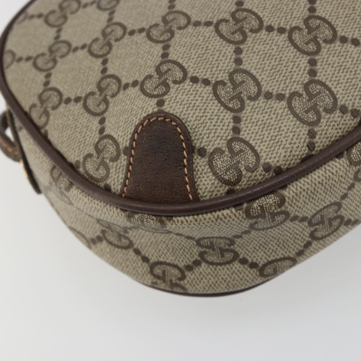 GUCCI GG Supreme Web Sherry Line Bag PVC Beige Gold 156 02 066 Auth ka5796