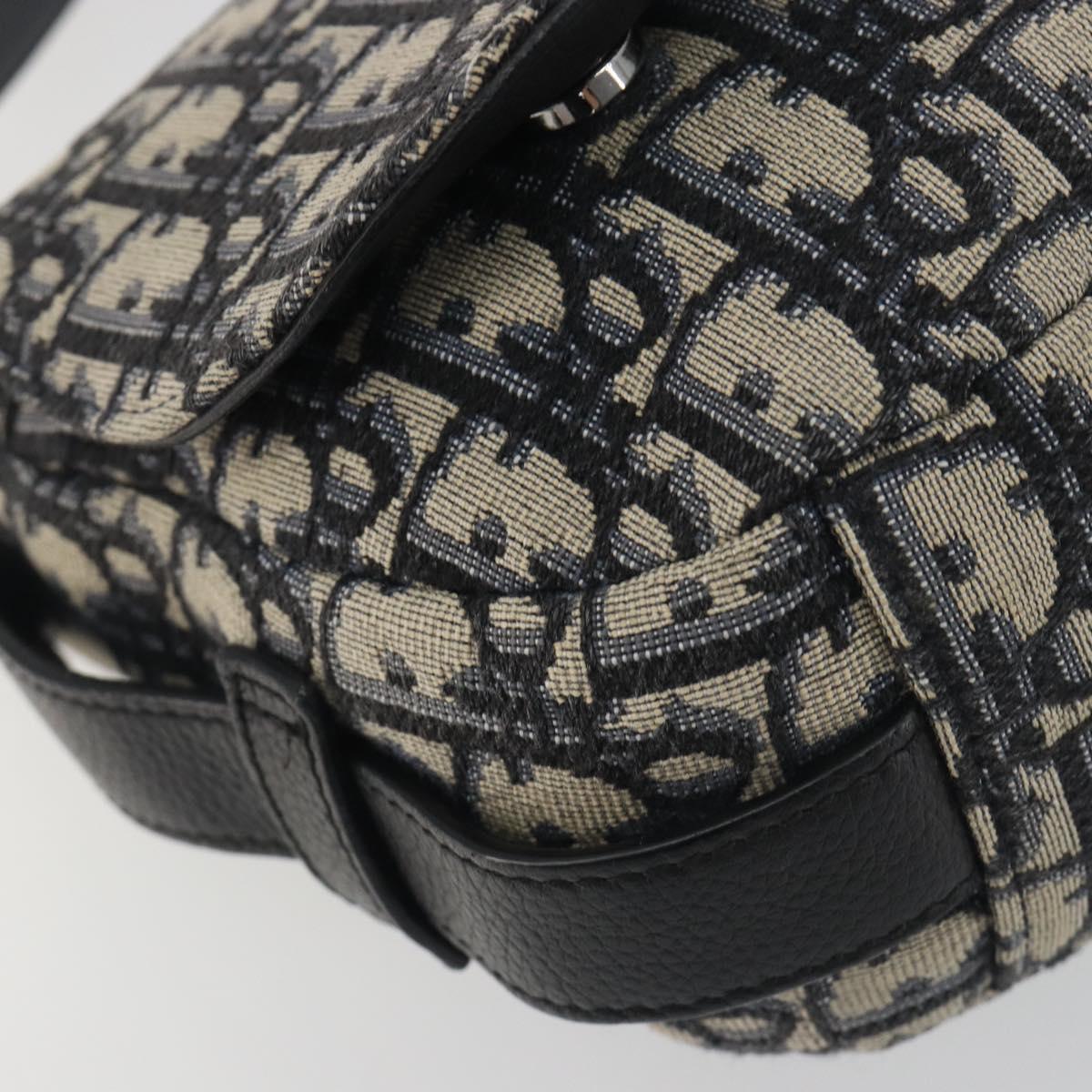 Christian Dior Trotter Canvas Saddle Oblique Jacquard Bag Navy Auth ka5797A