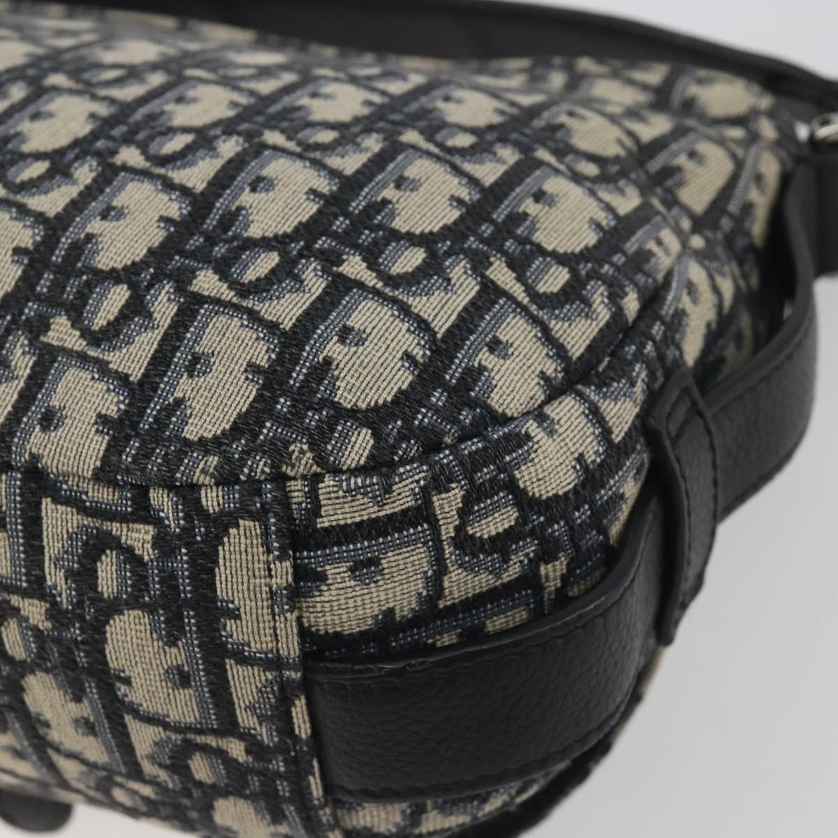 Christian Dior Trotter Canvas Saddle Oblique Jacquard Bag Navy Auth ka5797A