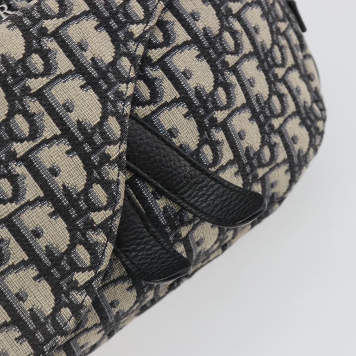 Christian Dior Trotter Canvas Saddle Oblique Jacquard Bag Navy Auth ka5797A