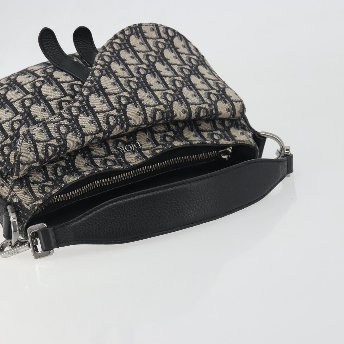 Christian Dior Trotter Canvas Saddle Oblique Jacquard Bag Navy Auth ka5797A