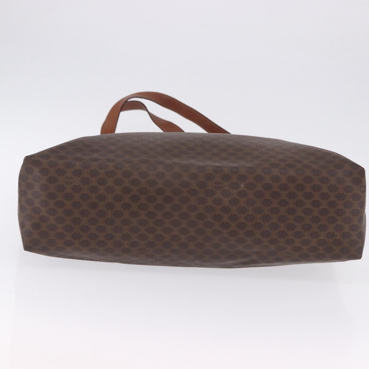 CELINE Macadam Canvas Tote Bag PVC Leather Brown Gold Auth ka5802