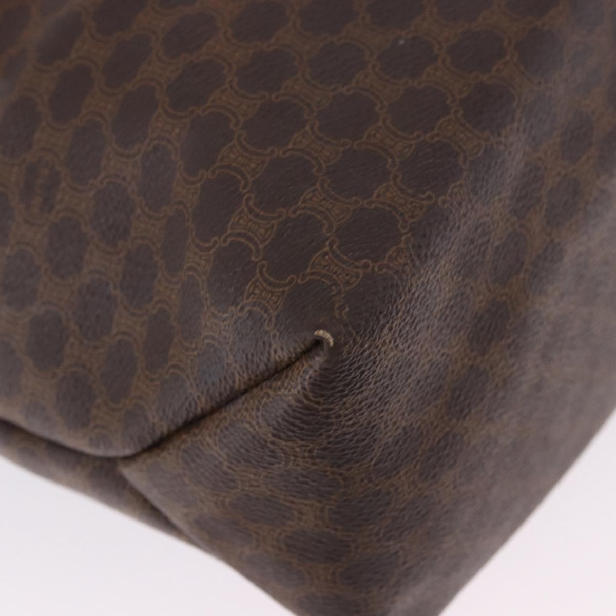 CELINE Macadam Canvas Tote Bag PVC Leather Brown Gold Auth ka5802