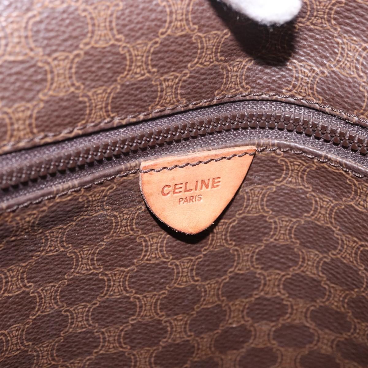 CELINE Macadam Canvas Tote Bag PVC Leather Brown Gold Auth ka5802