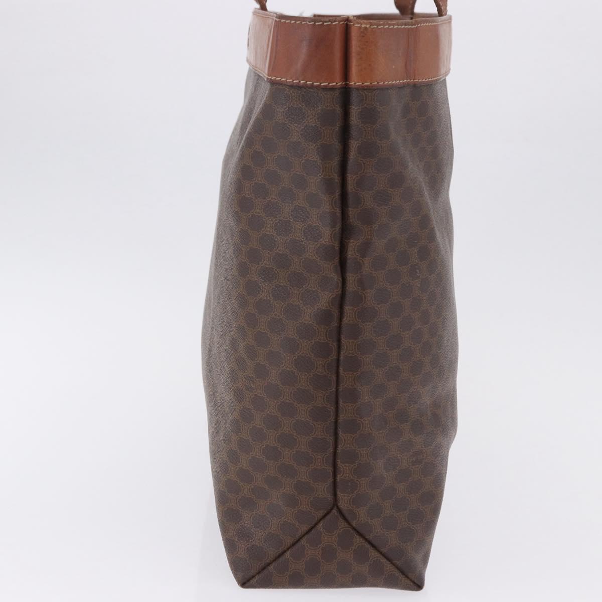CELINE Macadam Canvas Tote Bag PVC Leather Brown Gold Auth ka5802