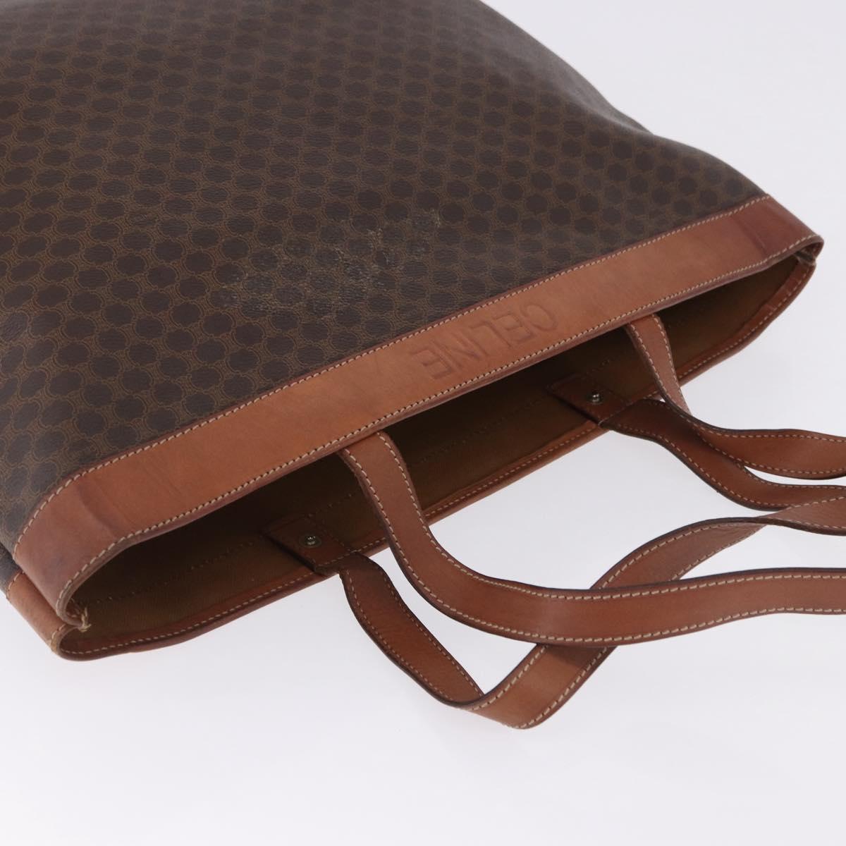 CELINE Macadam Canvas Tote Bag PVC Leather Brown Gold Auth ka5802