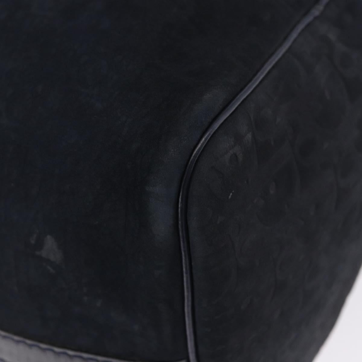 Christian Dior Trotter Canvas Boston Bag Suede Navy Silver Auth ka5806