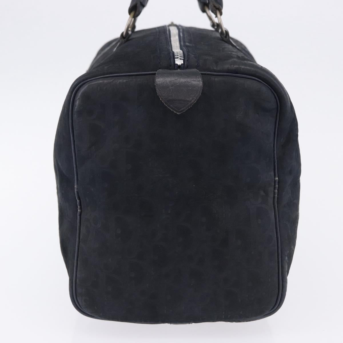 Christian Dior Trotter Canvas Boston Bag Suede Navy Silver Auth ka5806