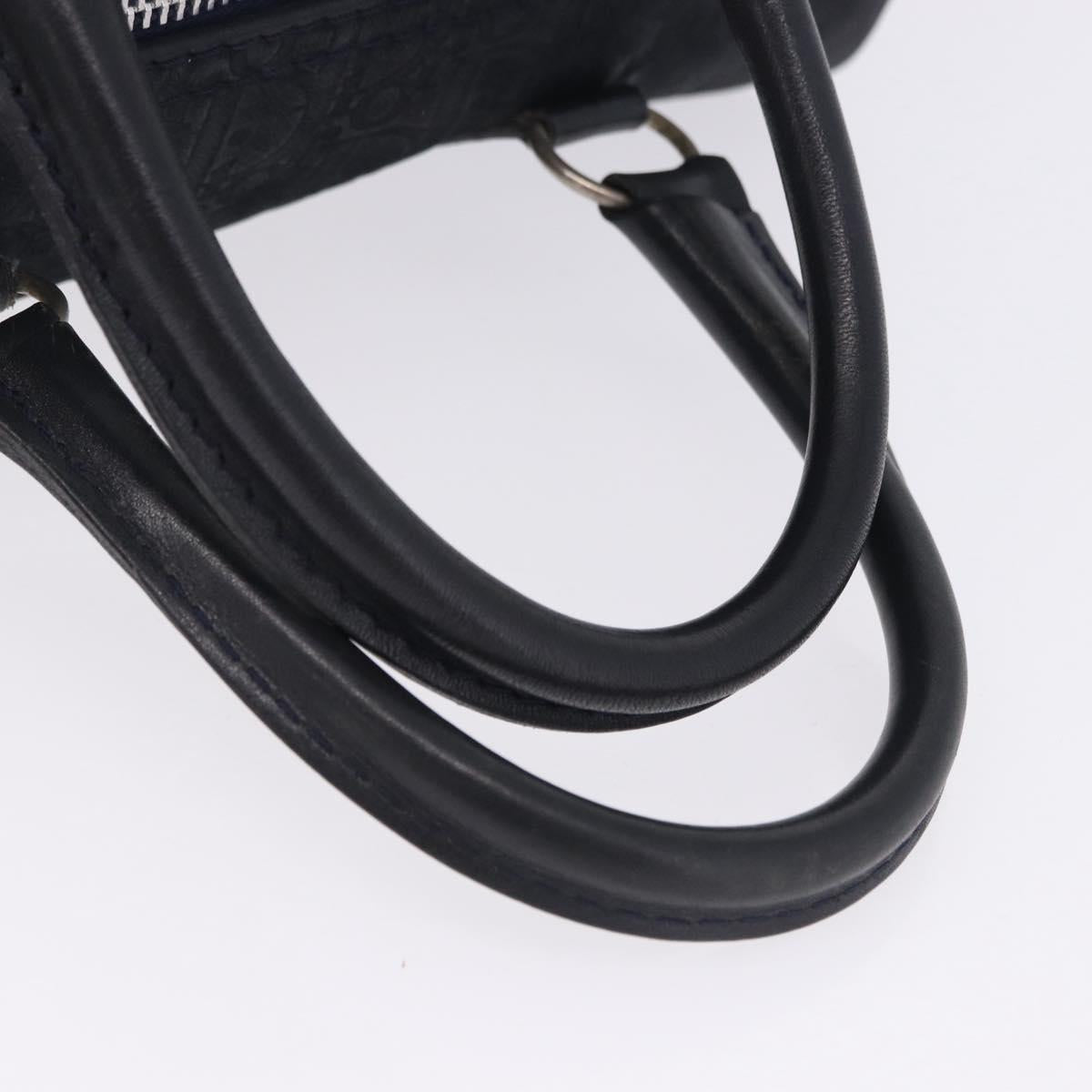 Christian Dior Trotter Canvas Boston Bag Suede Navy Silver Auth ka5806